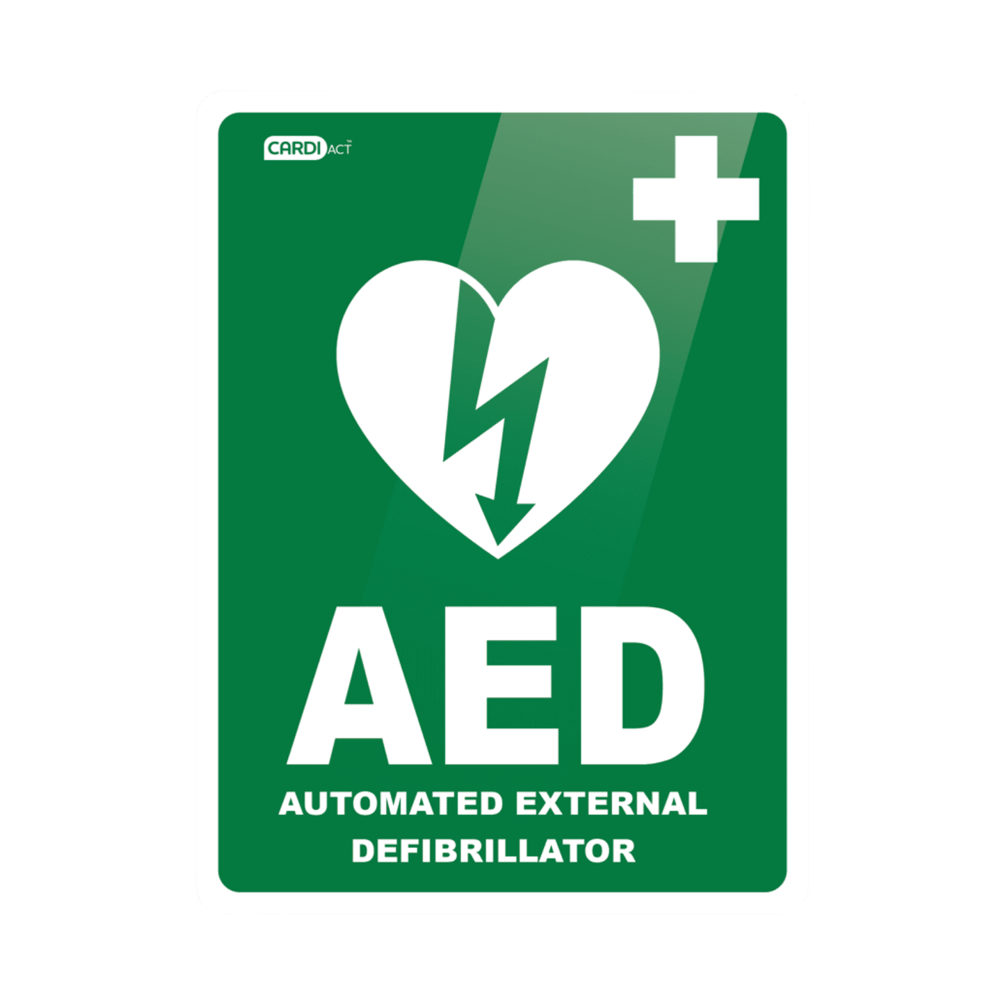 Poly AED sign from Aero Healthcare, 22.5cm x 30cm, durable safety sign for emergency AED locations