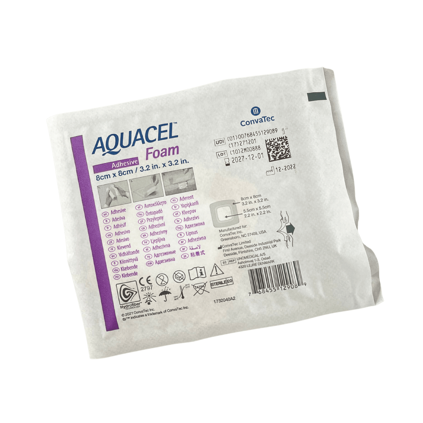 Convatec Aquacel Foam Adhesive 8cm x 8cm silicone-bordered foam dressing