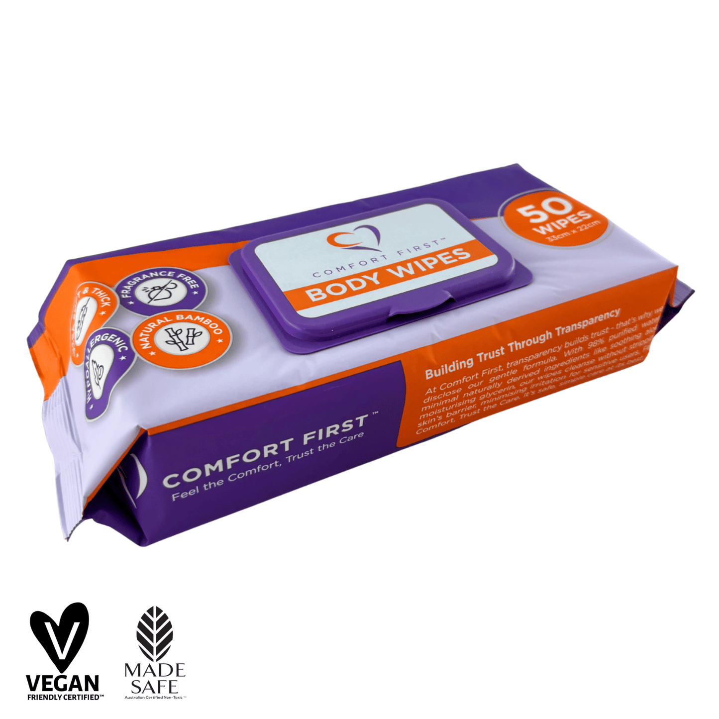Kimlead Comfort First Body Wipe for incontinence, soft disposable body wipes with two certifications, ideal for freshness and hygiene.