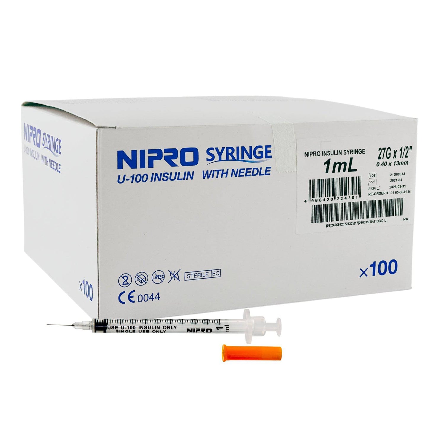 Insulin Syringe 27g / 13mm x 1ml Box (100) - First Aid Distributions
