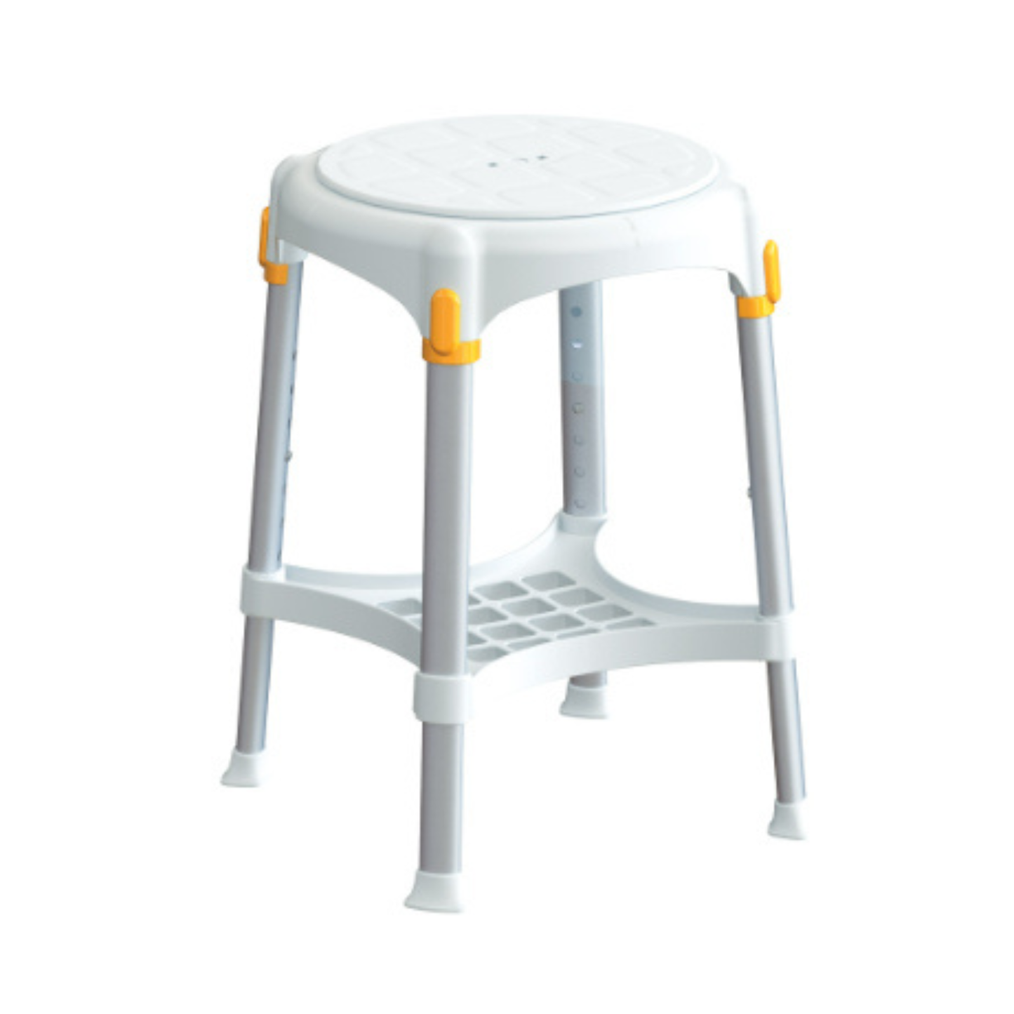 White King rotating round stool with tray and adjustable height, designed for daily living aid use.