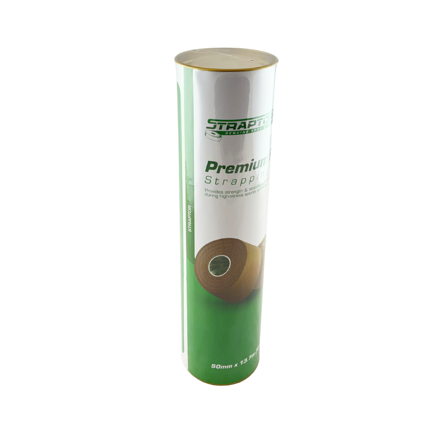 Howsport Rigid Strapping Tape Straptor in a 50-meter tube, showing the sturdy tape roll ready for heavy-duty strapping applications.