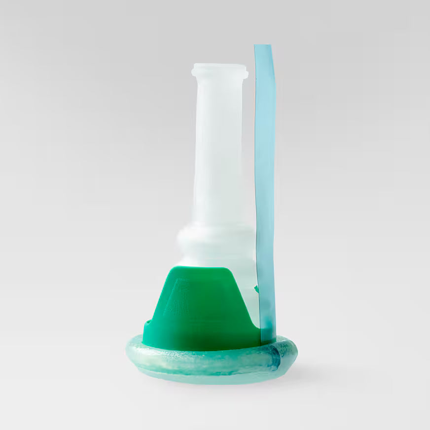 Coloplast Conveen Security+ incontinence urisheath in grey, showing its discreet design and flexible material for urinary management.
