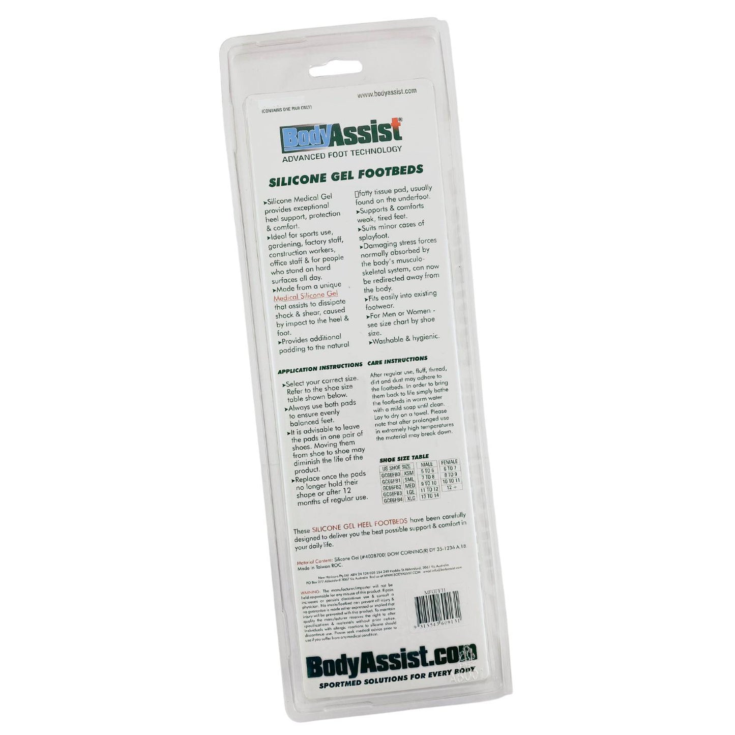 Silicone Gel Footbeds - Body Assist (1) - First Aid Distributions