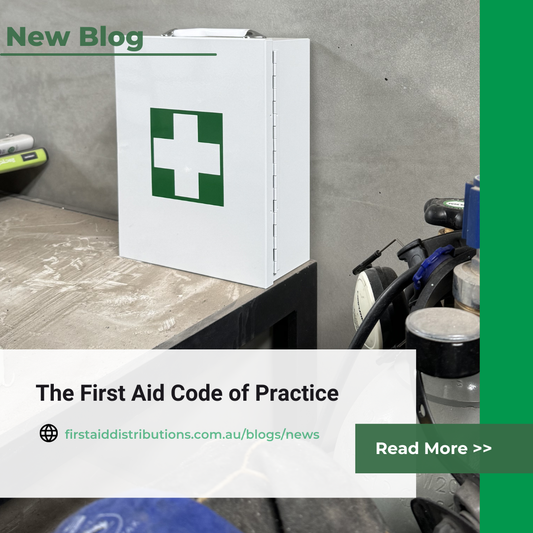 Wall-mounted first aid kit in warehouse