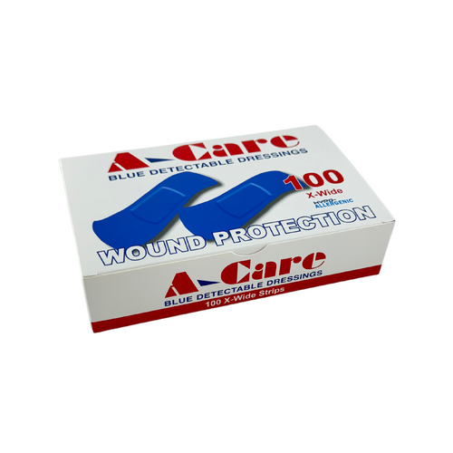Blue Detectable Plasters A-Care X-Wide (100)