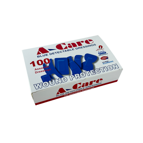 Blue Detectable Plasters A-Care Assorted (100)