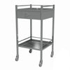 Medical Instrument Trolley with Drawer and Rails - Small Stainless Steel