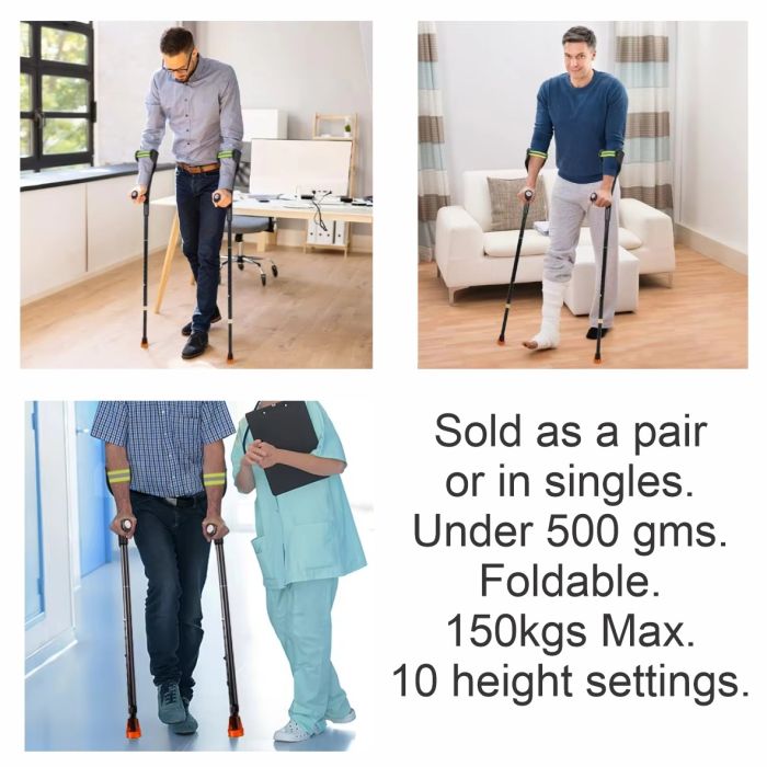 Bodyassist Adjustable Euro Forearm Crutch with Elbow Strap (Single) ADULT