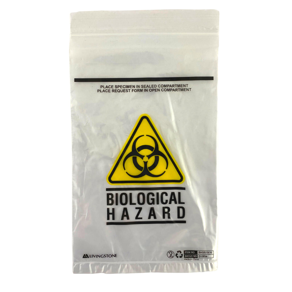 Biological Hazard Bag Clear 24cm x 16cm (1)