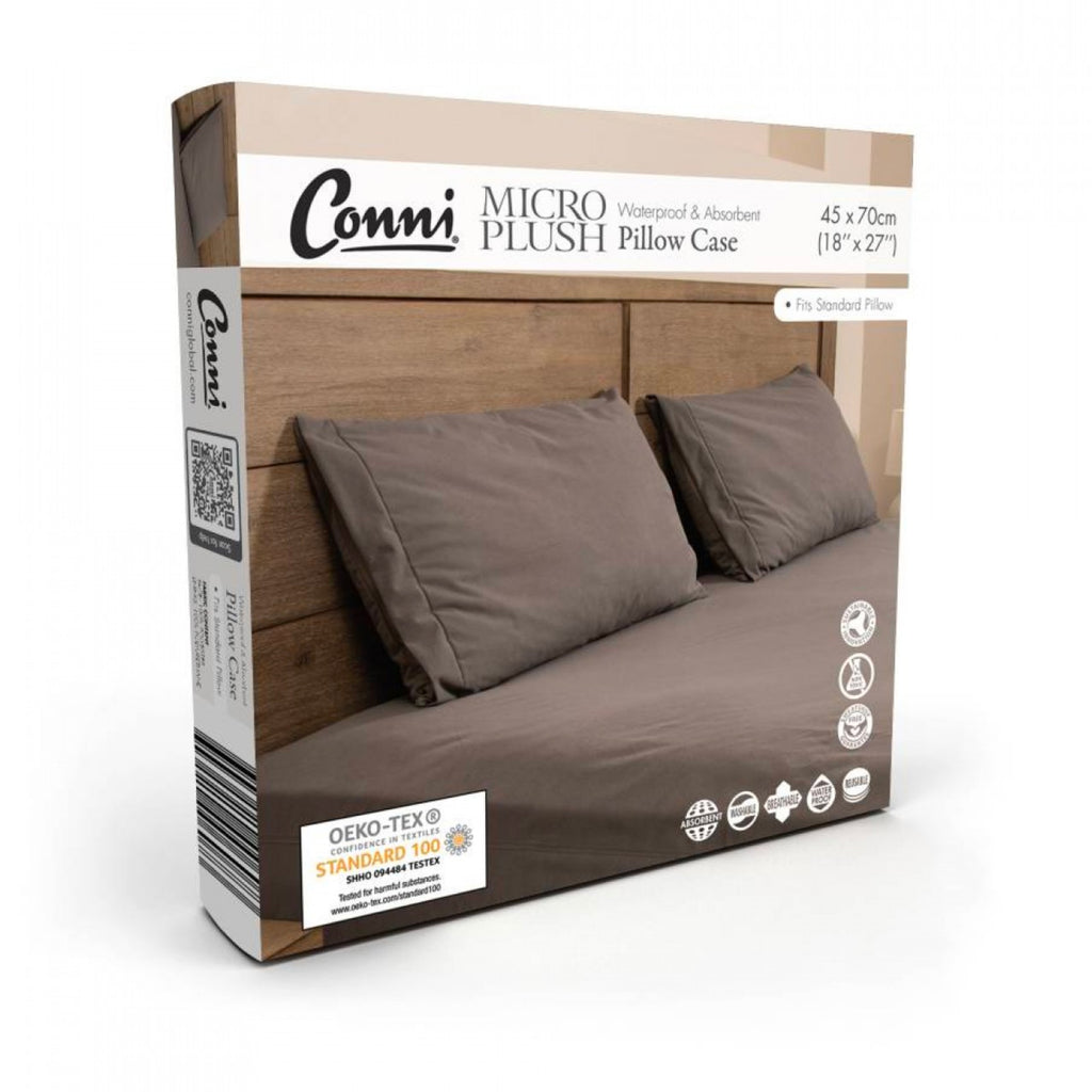 Conni Micro Plush Waterproof Pillow Case - Charcoal (1)