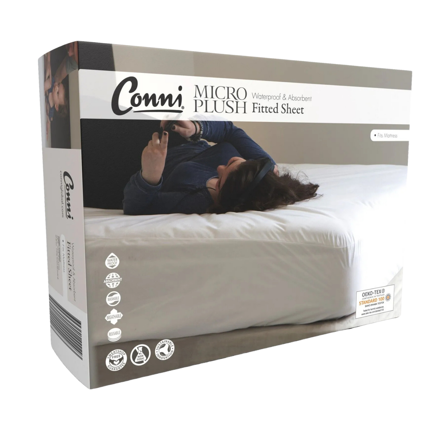 Conni Micro Plush Waterproof Fitted Sheet - White (1)
