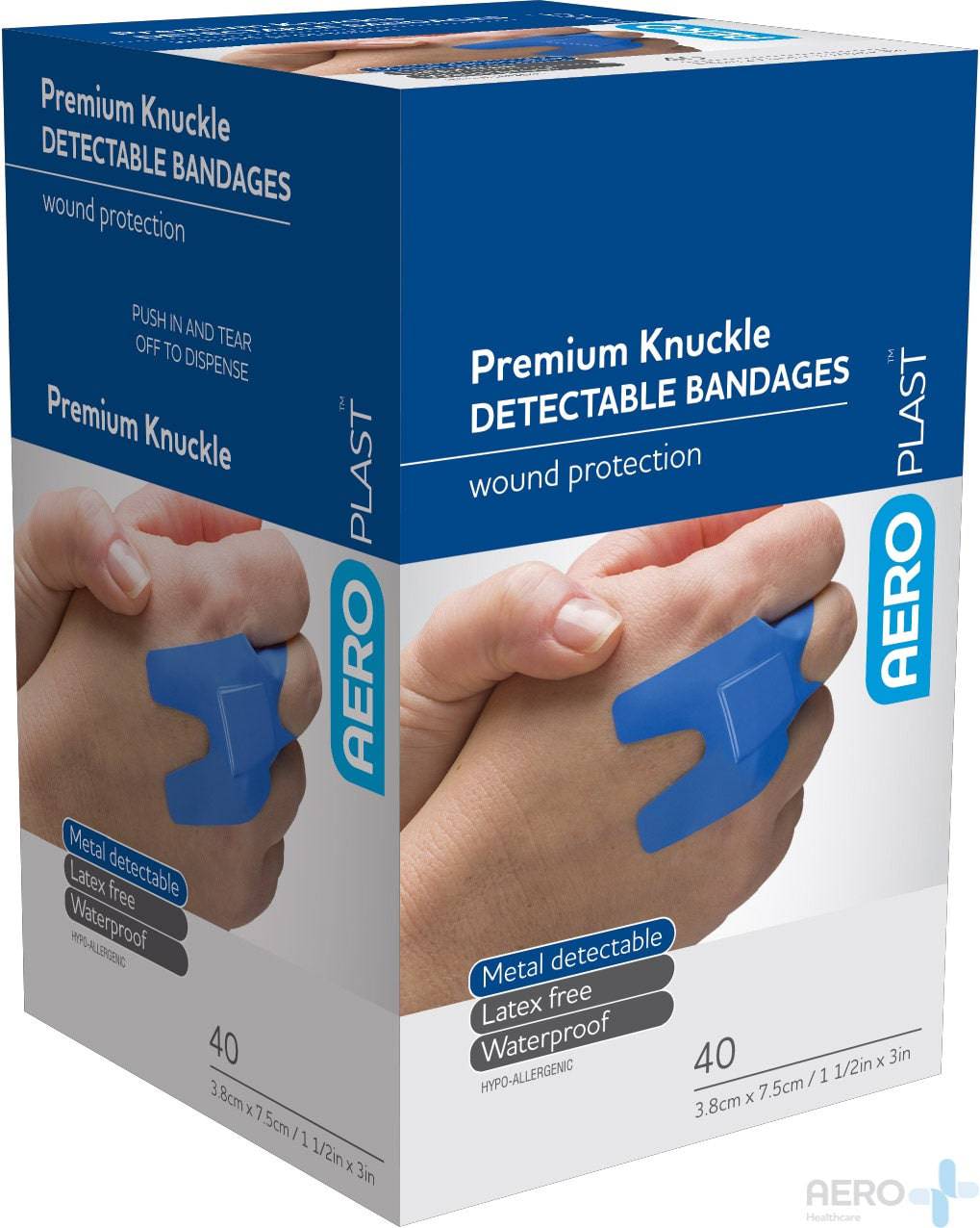 CLEARANCE Detectable Plasters Blue Knuckle - Aero (40) - First Aid Distributions