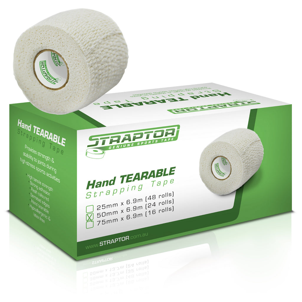 Hand Tearable Stretch Tape White 50mm x 6.9m - Straptor (24)
