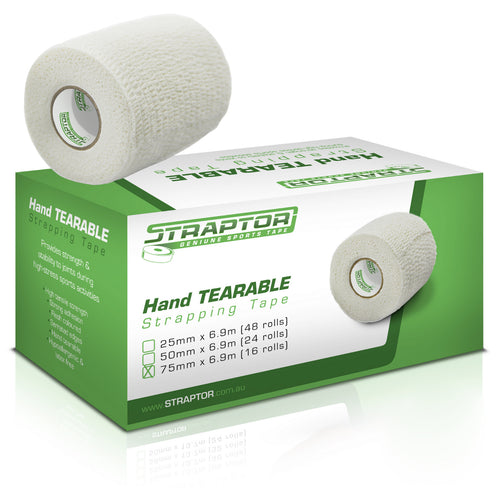 Hand Tearable Stretch Tape White 75mm x 6.9m - Straptor (16)