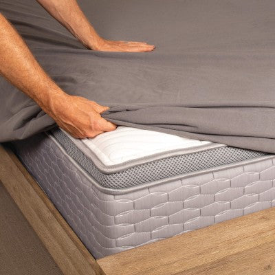 Conni premium waterproof mattress protector with micro-plush technology, designed for incontinence bedding, showing soft, protective fabric.