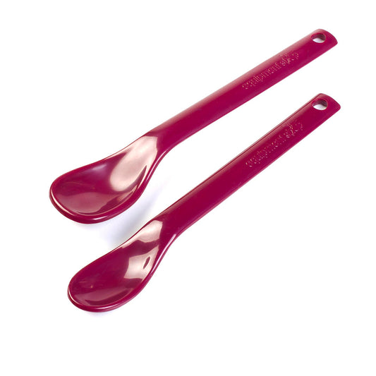 Maroon spoon from The Therapy Store with a smooth handle and rounded bowl, ideal for tea or dessert serving.