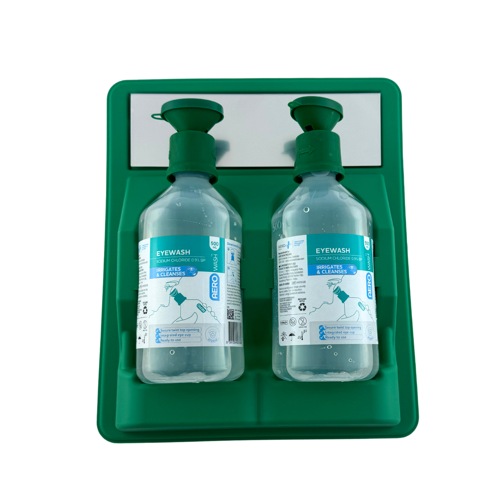 Aerowash Eyewash station (2 x 500ml bottles) - First Aid Distributions