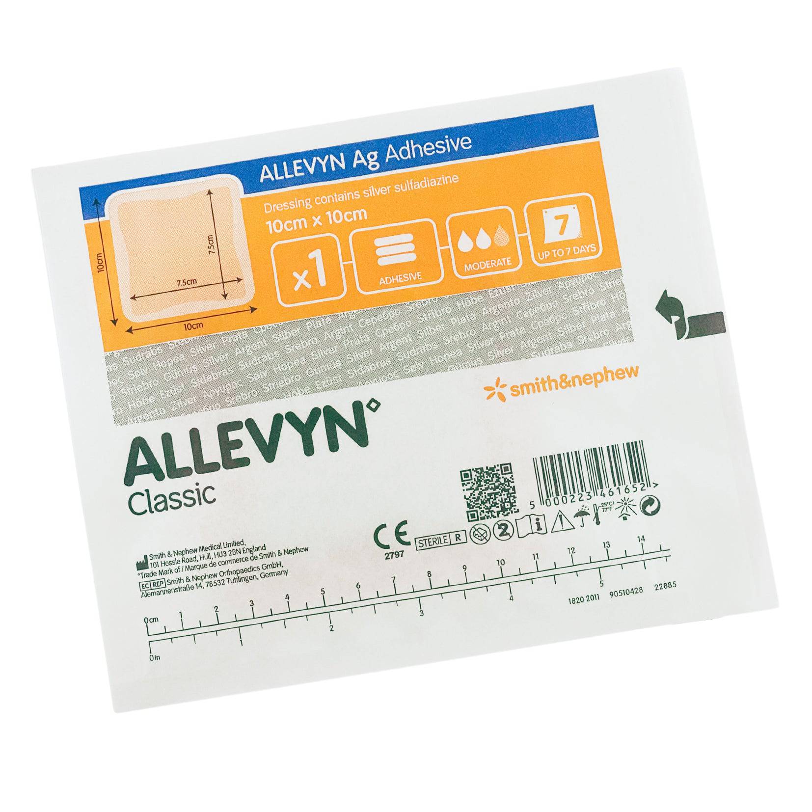 allevyn ag adhesive silver dressing Allevyn Ag Gentle Border Foam Dressing with Silver 7.6cm X 7.6cm Square, Sterile, 1 Dressing