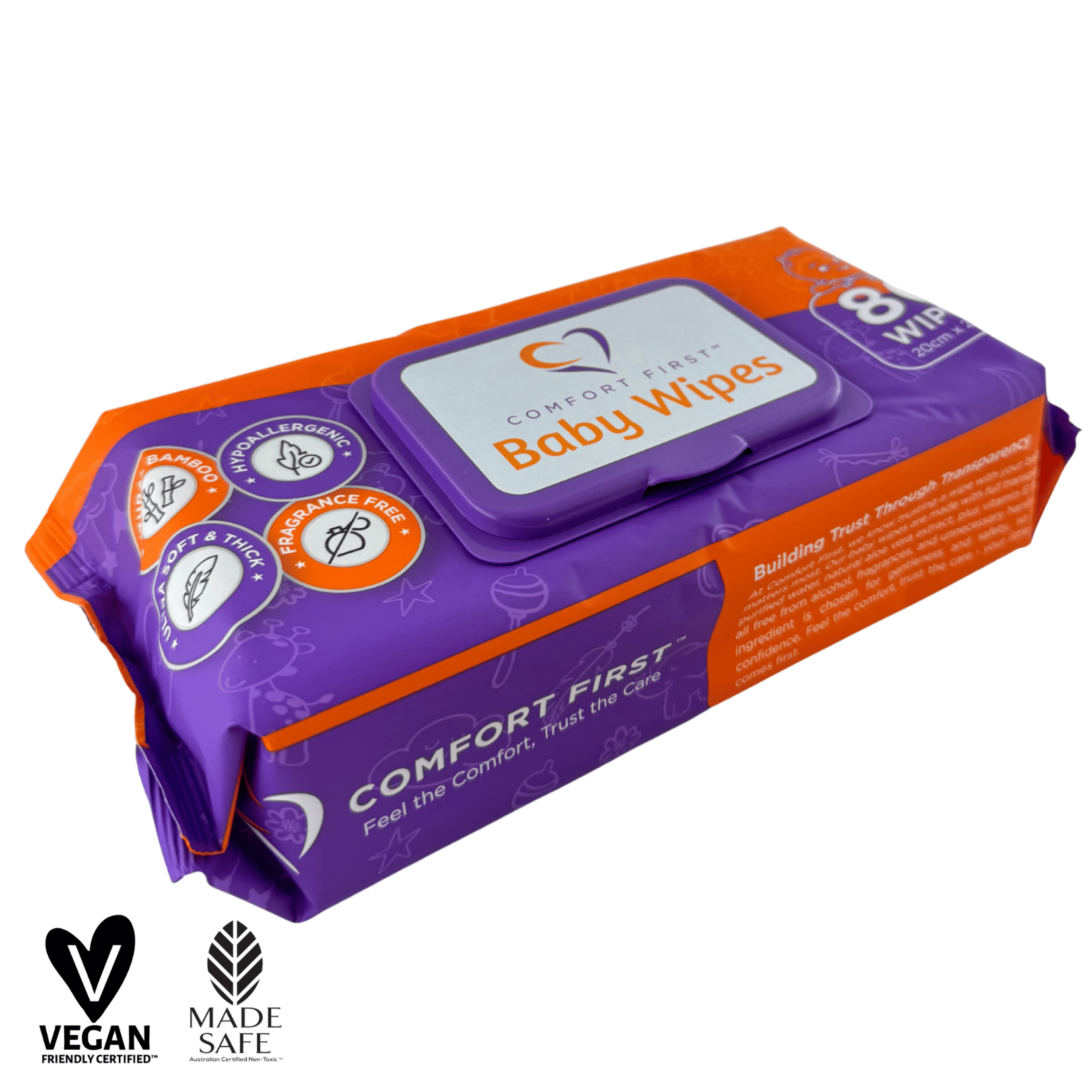 Kimlead Comfort First Baby Wipes with two certifications, soft and gentle personal hygiene wipes for infants.