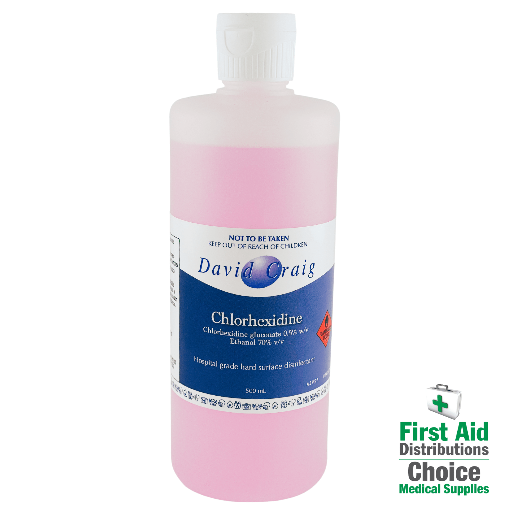 Chlorhexidine 0.5% Alcohol 70% 500ml (1) - First Aid Distributions