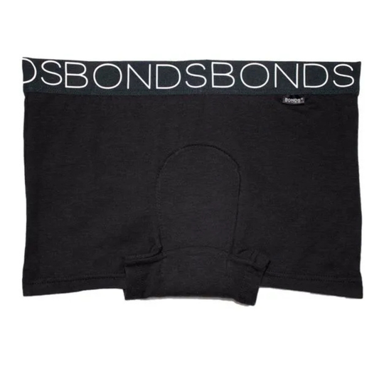 Clearance Bonds Black Boy Leg Brief in size 14-16, incontinence clothing by Night N Day Comfort Minappi displayed on a model.