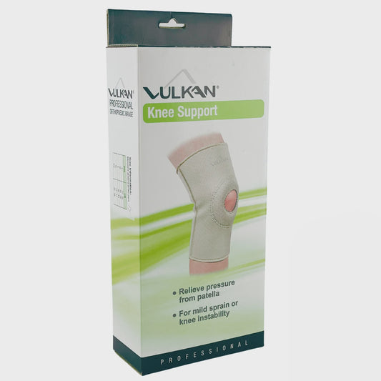 Small Vulkan knee support brace from Performance Health, designed for knee stability and compression.