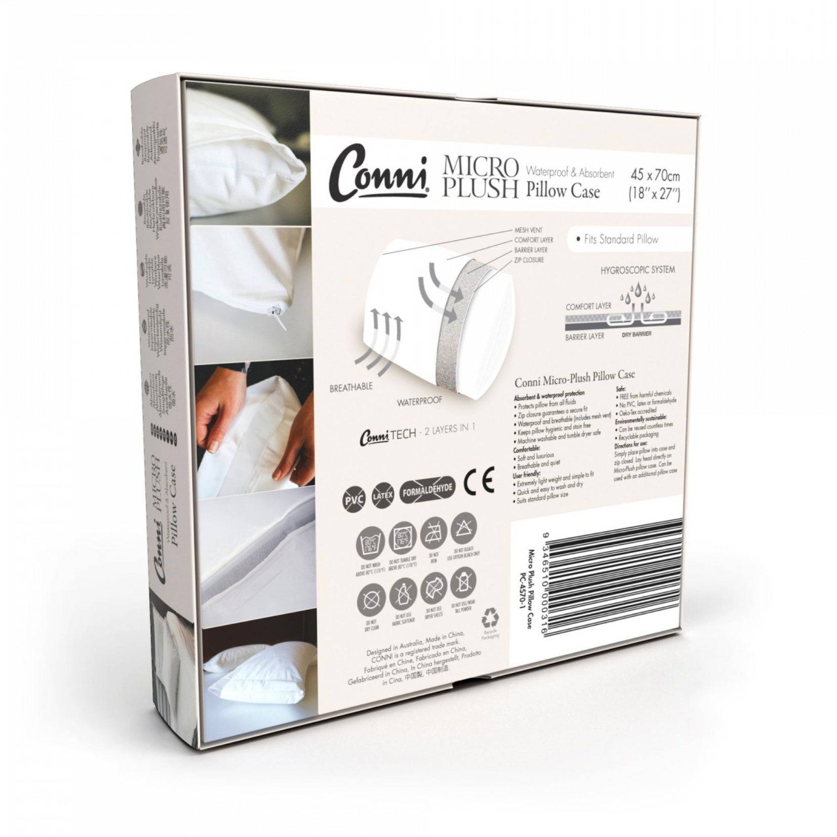 Conni Micro Plush Waterproof Pillow Case - White (1) - First Aid Distributions