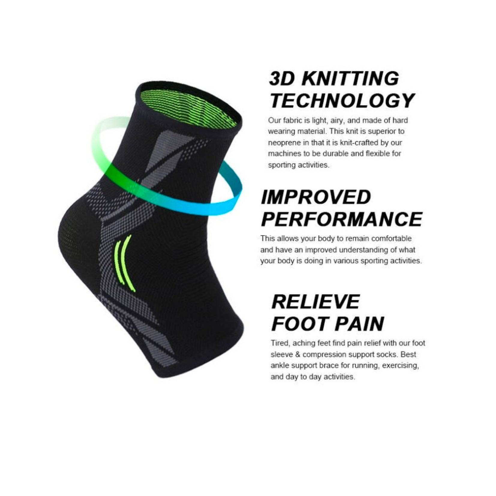 New Horizons Body Assist contoured sports ankle sleeve for support and stability during athletic activities.
