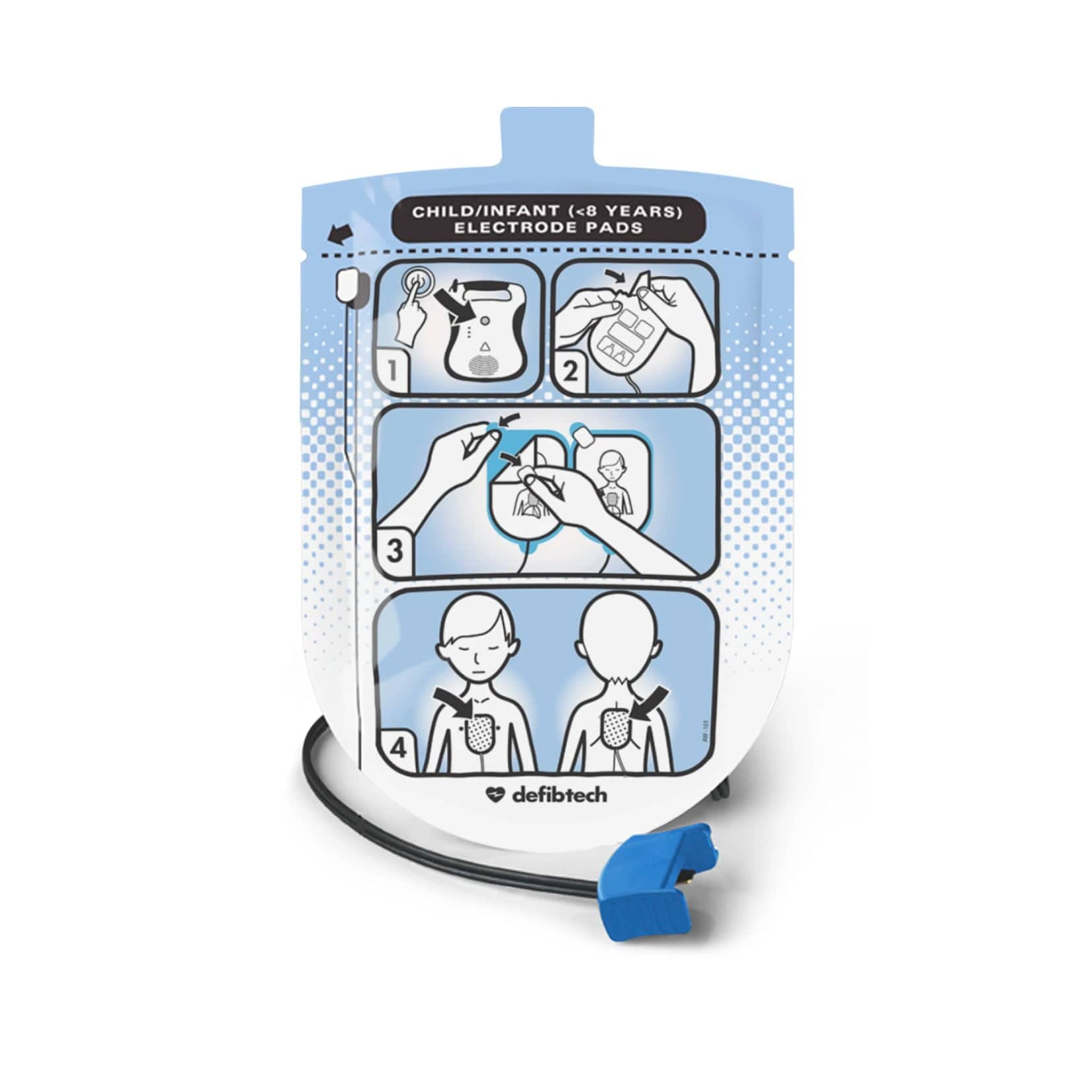 Defibtech Lifeline adult defibrillation pads for AEDs, medical device accessories for emergency heart defibrillation.