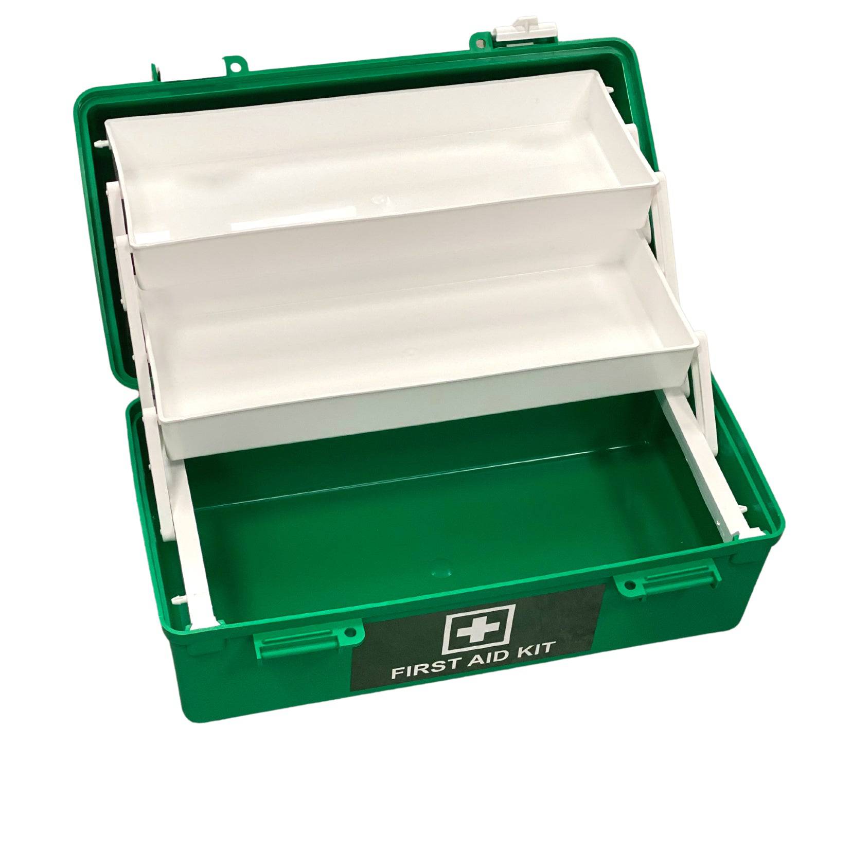 Empty First Aid Box Medium - Green 2 Tray (1) - First Aid Distributions