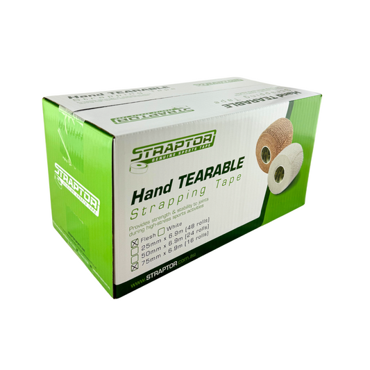 Hand Tearable Stretch Tape Beige/Flesh 75mm x 6.9m - Straptor (16) - First Aid Distributions