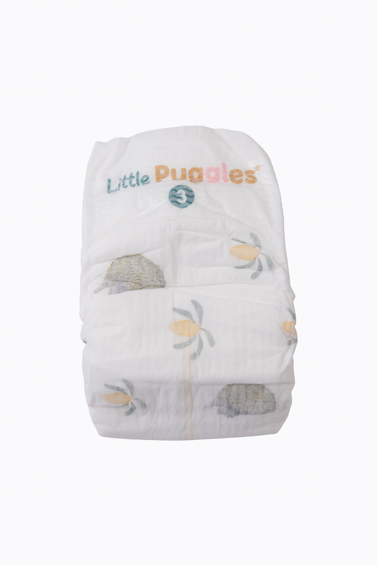Little Puggles Size 3 nappy, front, with Echidna and Banksia artwork