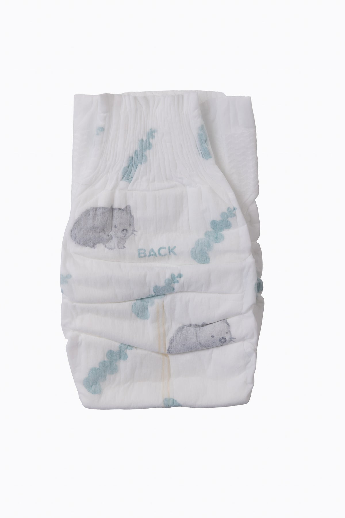 Little Puggles Size 4 nappy, back view showing refastenable tabs