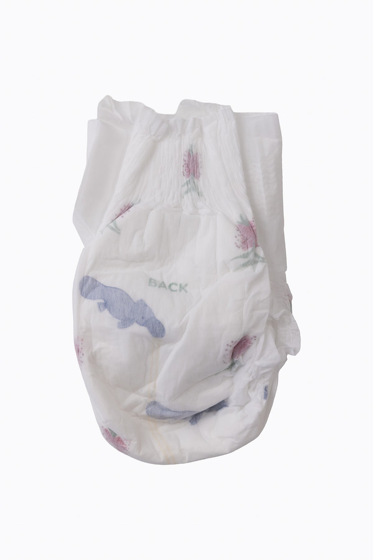 Little Puggles Size 5 nappy, back view showing refastenable tabs