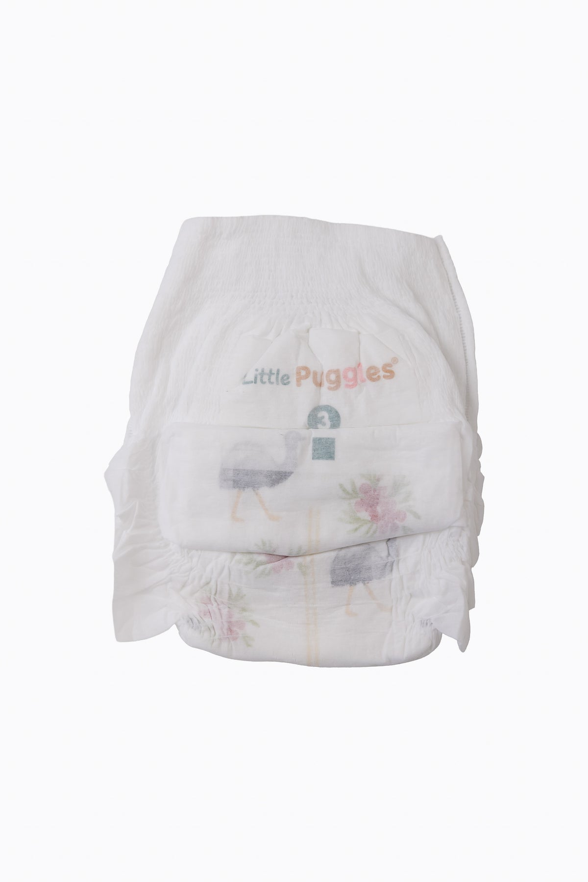 Little Puggles Size 3 nappy pant, front, with Emu and Wax Flower artwork
