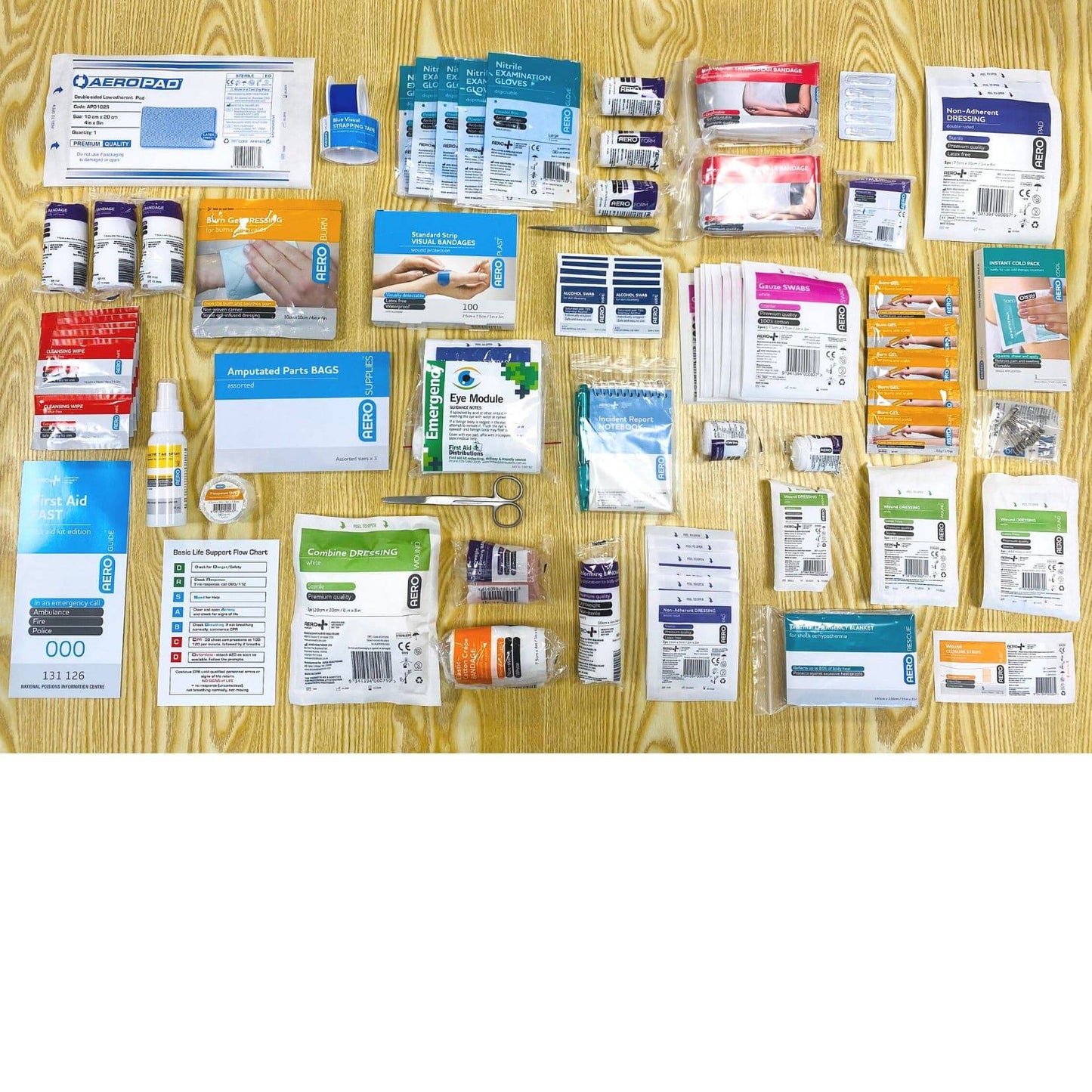 Refill First Aid Kit Pack Model 21 BLUE from First Aid Distributions, standard workplace first aid supplies in a compact kit.