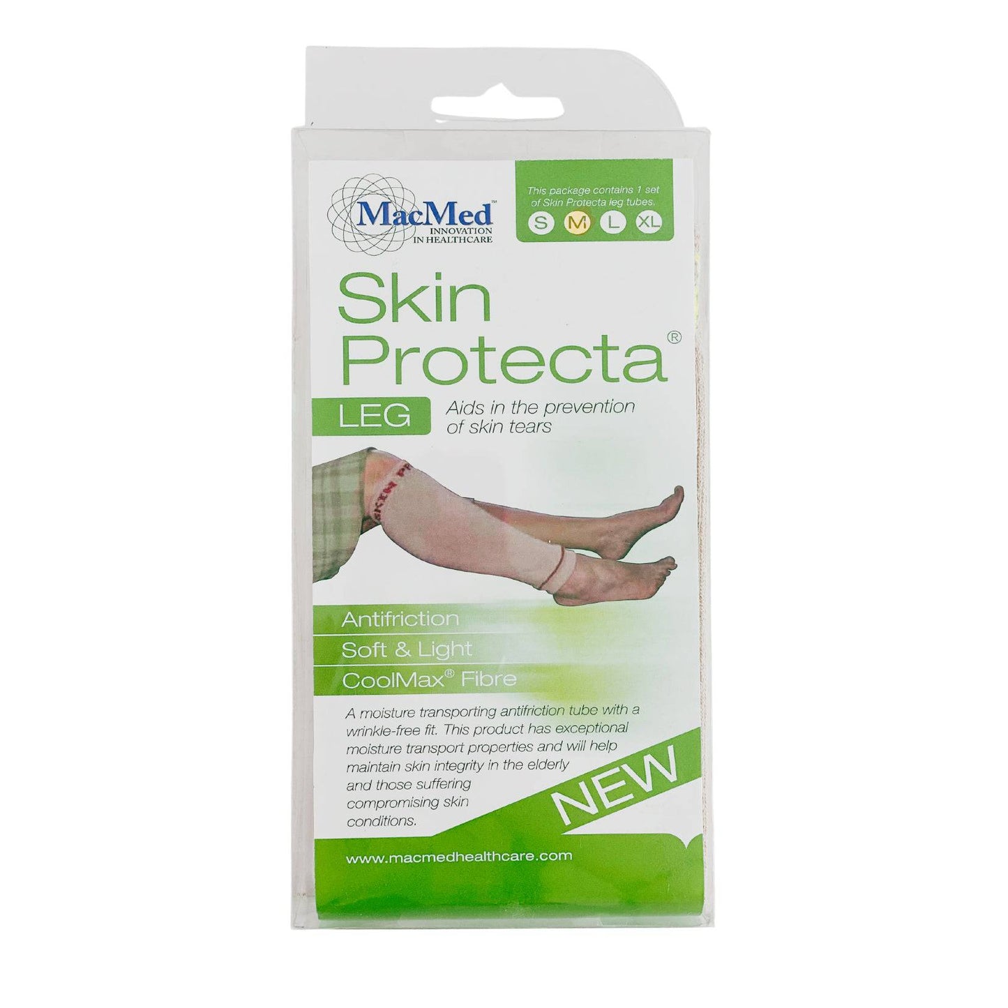 Small skin protector for legs by macmed, medical supply item designed to protect skin from irritation or injury.
