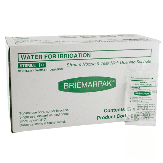 Water For Irrigation Sachet Box 30ml (75) | First Aid Distributions